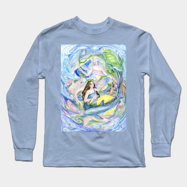 Yin Yang Mermaids Long Sleeve T-Shirt by cristinahansen